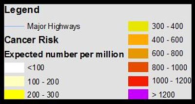 Legend for Modeled 1 km Risk for 2005